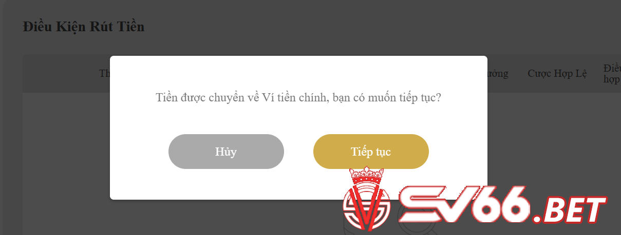 Thực hiện giao dịch chuyển quỹ tại SV66